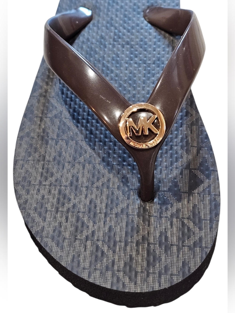 Michael Kors Women's Brown and Gold Logo Flip Flops, Size 7. New Without Tags - Picture 5 of 6